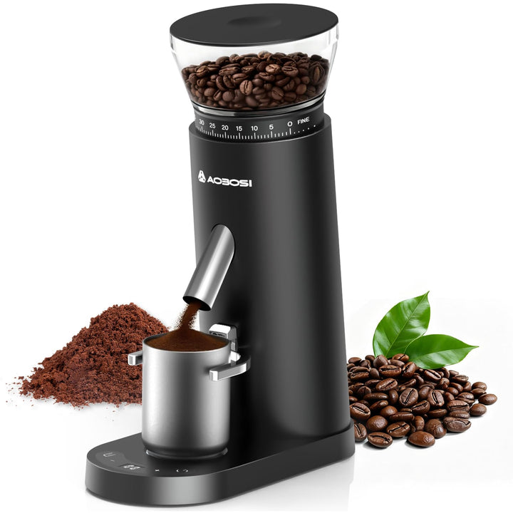 AAOBOSI Kaffeemühle Elektrisch, Kaffeemühle Siebträger mit 60 Mahlgrad Einstellbar, Kaffeemühle Kege