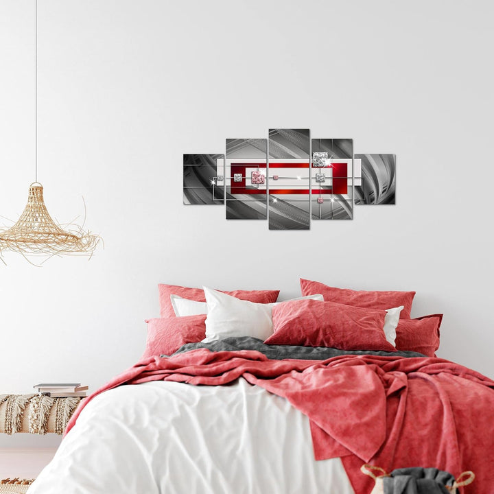 Runa Art Wandbilder Abstrakt 5 Teilig Bild auf Vlies Leinwand Deko Wohnzimmer Schlafzimmer Diamant G
