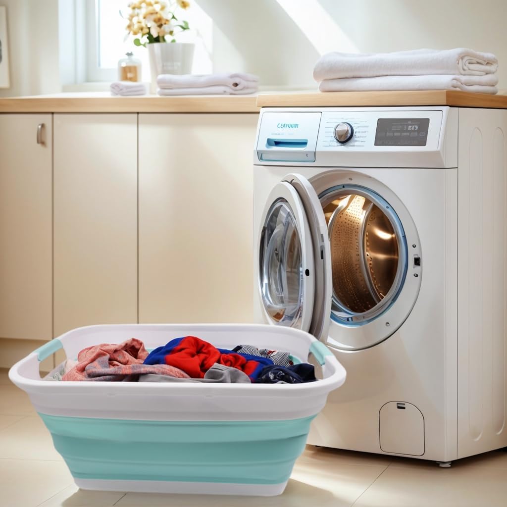 SAMMART 41L Collapsible Plastic Laundry Basket - Foldable Pop Up Storage Container/Organizer - Porta
