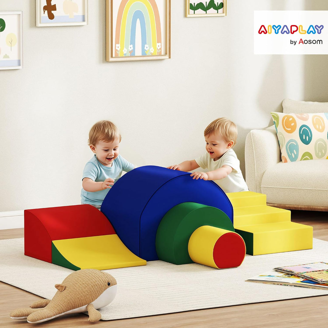 AIYAPLAY Schaumstoff Bausteine Kinder 5 TLG. Klettern Softbausteine Riesenbausteine Grossbausteine B