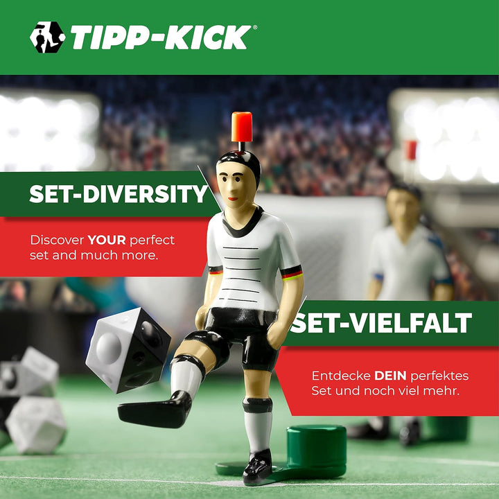 TIPP-KICK Spiel Belgien Box Tischfussball-Set - Spannendes Fussballspiel mit Spielfigur, Soundchip m