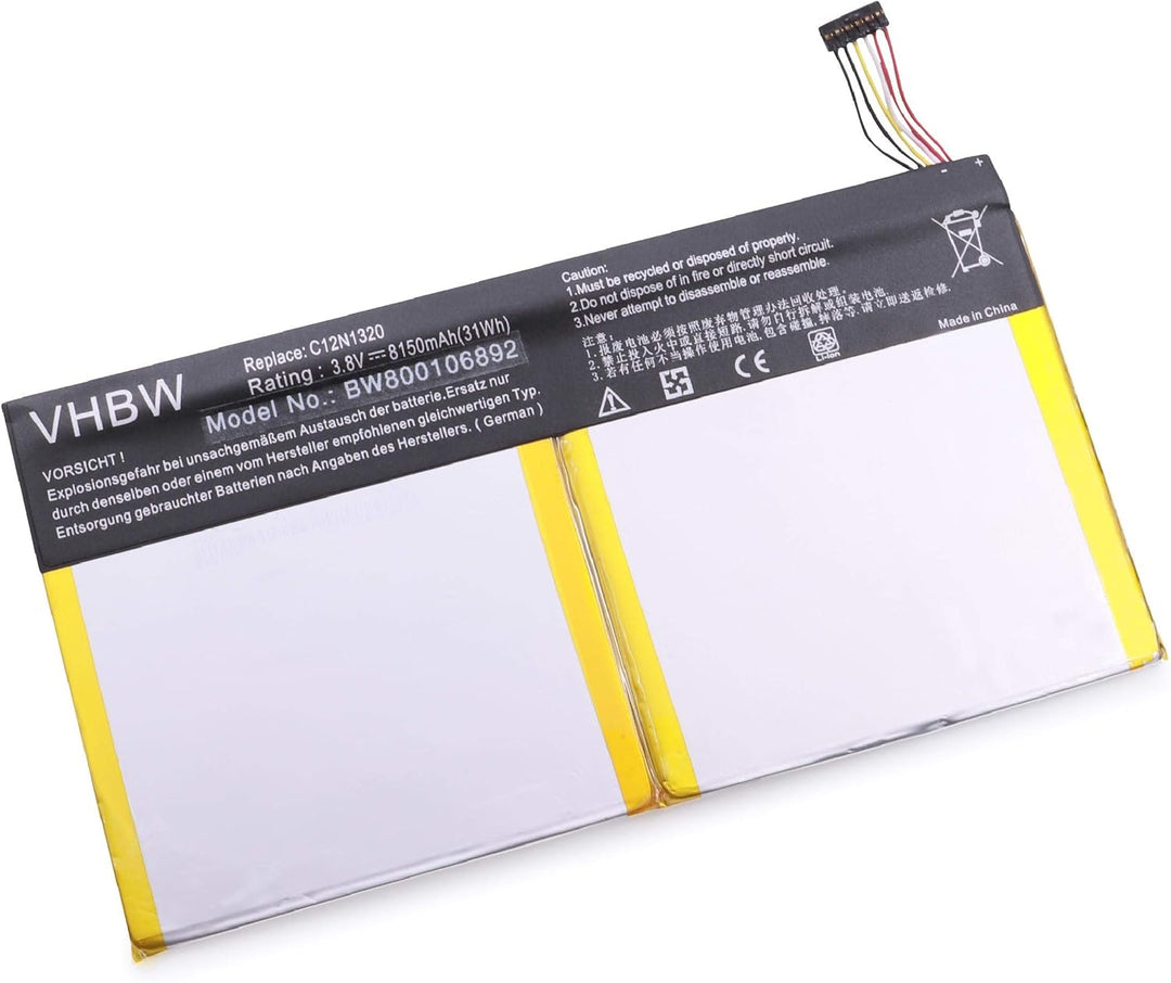 vhbw Li-Polymer Akku 8150mAh (3.8V) kompatibel mit Netbook Pad Tablet Asus Transformer Book T100, T1