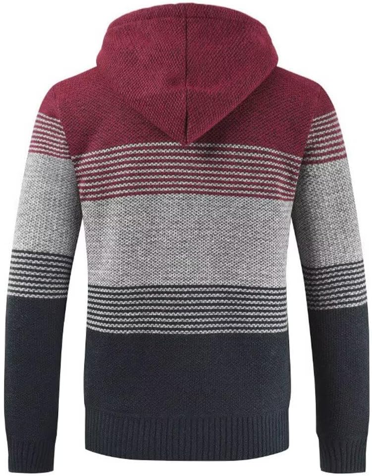 Herren Hoodie mit Kapuze Pullover Pulli Strick-Sweatshirt-Strickjacke-Cardigan, Freizeit-Winter-Kapu