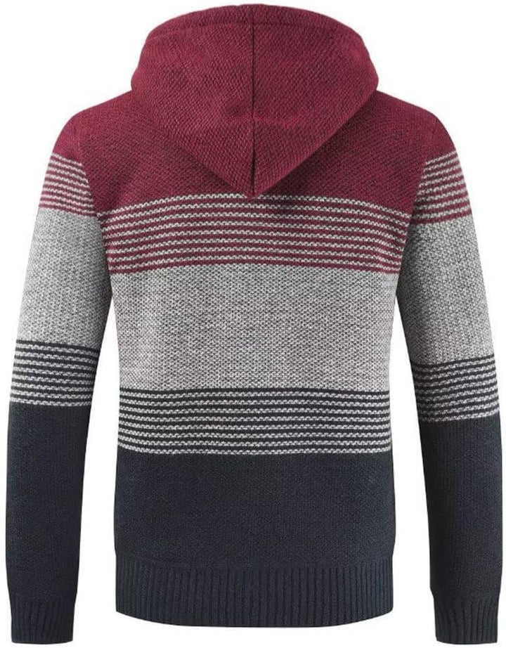 Herren Hoodie mit Kapuze Pullover Pulli Strick-Sweatshirt-Strickjacke-Cardigan, Freizeit-Winter-Kapu