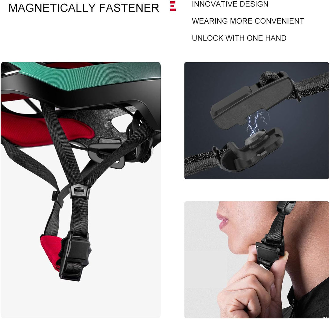 ROCKBROS Fahrradhelm Erwachsene MTB Rennradhelm Integrierter PC+EPS Magnetschnalle für Damen Herren
