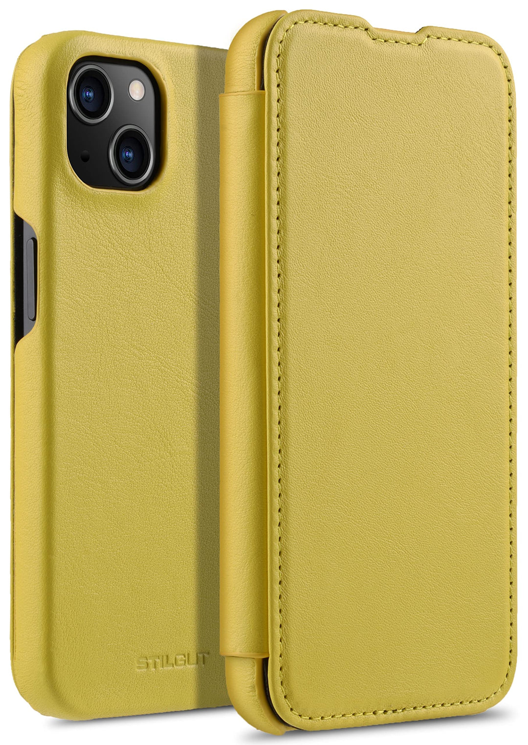 STILGUT Book Case kompatibel mit iPhone 13 (6.1“) Hülle aus italienischem Leder - Italian Collection