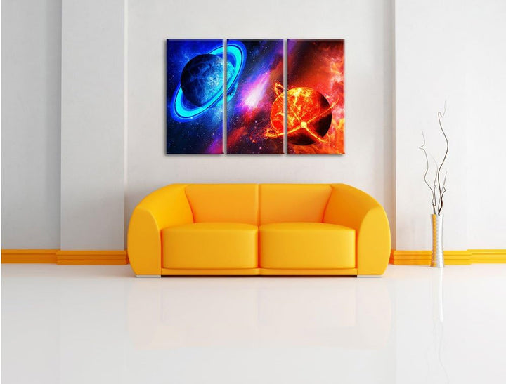 Pixxprint Ausgleich im Weltall 3-Teiler Leinwandbild 120x80 Bild auf Leinwand, XXL