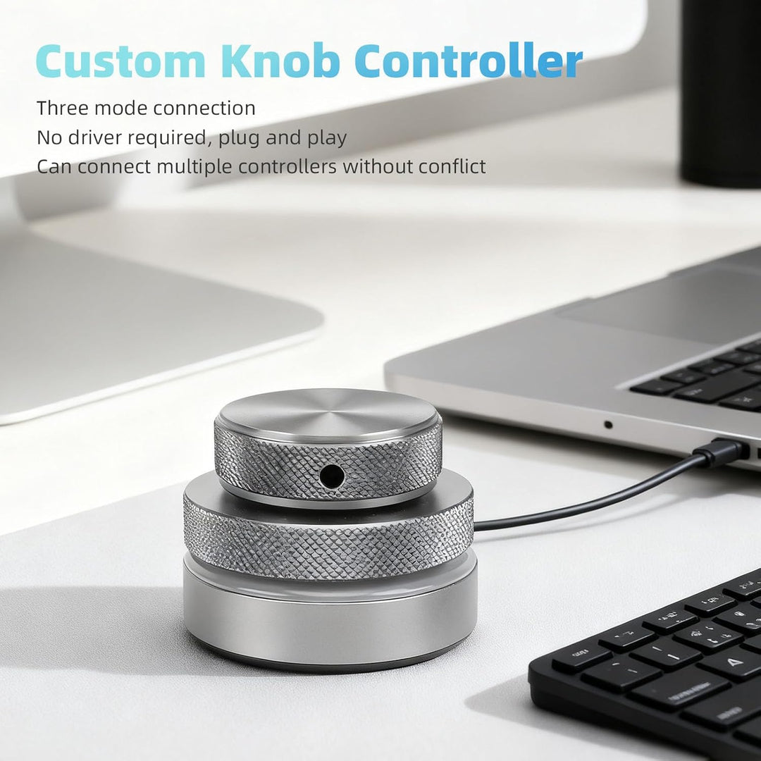 VBESTLIFE Lautstärkeregler mit Multifunktionaler Anpassung, 2,4-G-Bluetooth-USB-C-Kabeloptionen, 360
