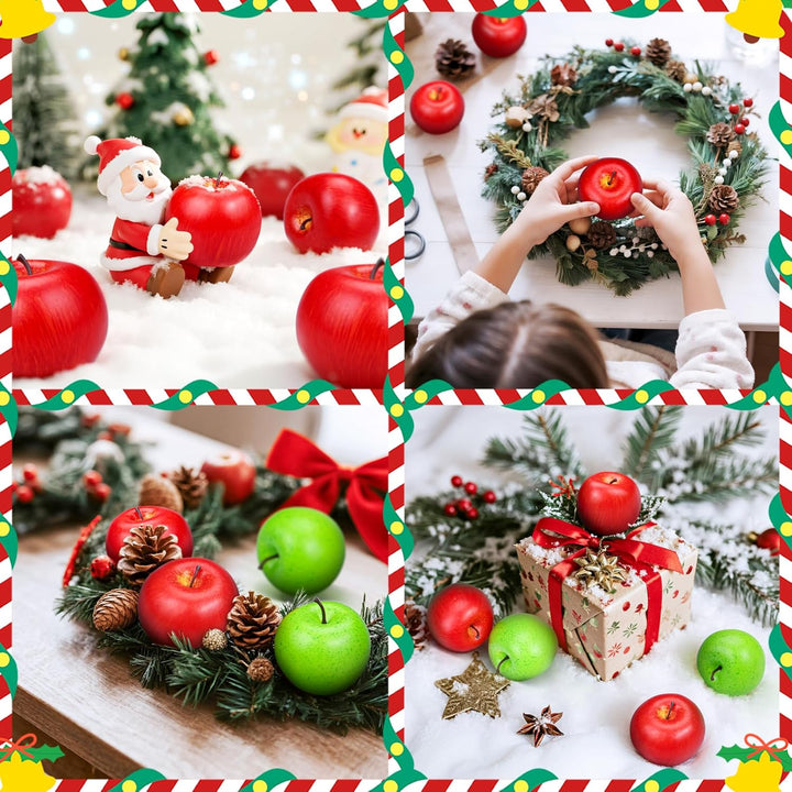 Lorigun 20 Pcs Fake Äpfel künstliche Früchte Faux rote Äpfel für Haus Dekoration Weihnachten Party l