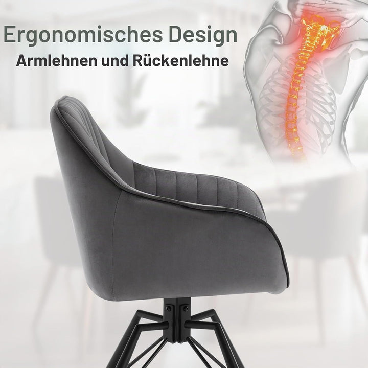 WOLTU 1x Esszimmerstuhl drehbar, Samt Stuhl Esszimmer, Drehstuhl, Küchenstuhl, Sessel Wohnzimmer, Po