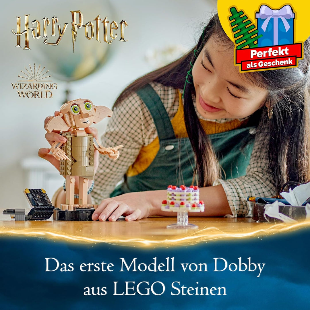 LEGO Harry Potter Dobby der Hauself Set, bewegliche ikonische Figur, Spielzeug, Schlafzimmer Accesso