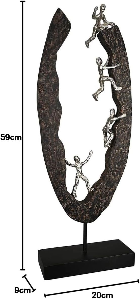 Casablanca Skulptur Dekofigur Succeed H 59 cm Alu Holz Figur Höhe 59 cm Schwarz, Silberfarben, Höhe