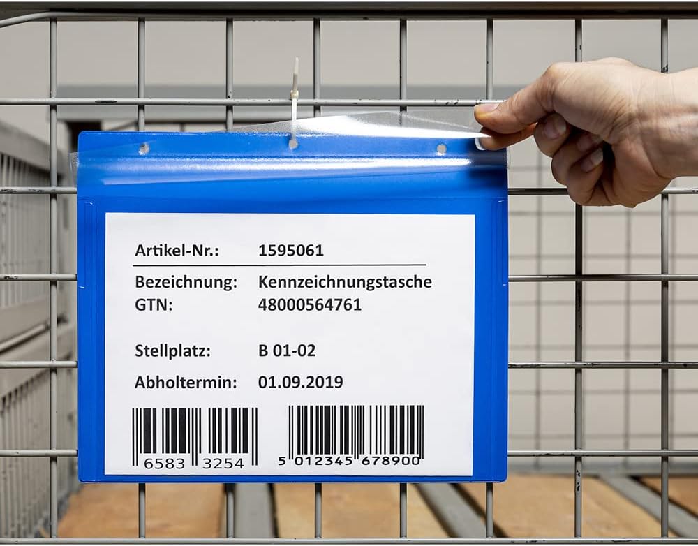Krog Kennzeichnungstasche mit Aufhängelochung, A4 quer, 25 Stück grün grün A4 quer, grün A4 que