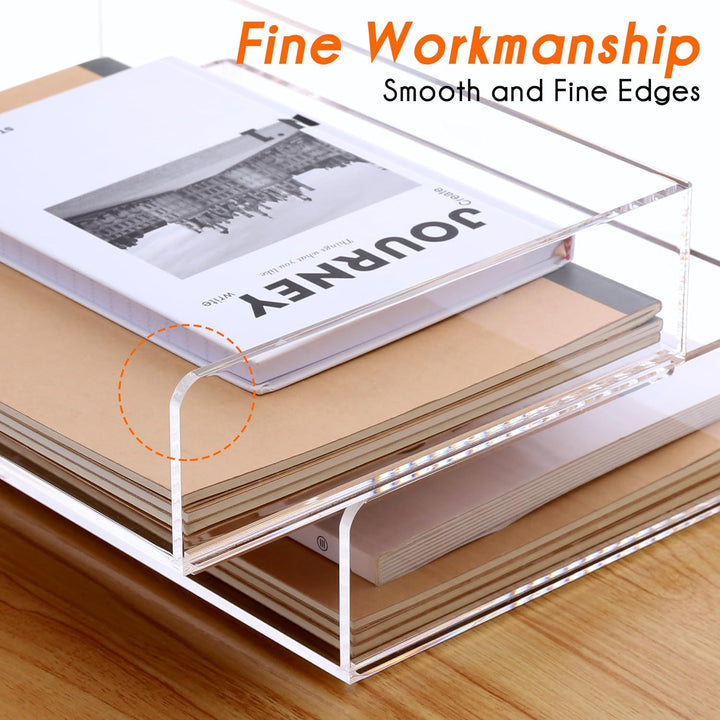 Papier-Organizer-Tablett, transparente Acryl-Schreibtisch-Organizer und Zubehör, Bürobedarf, stapelb