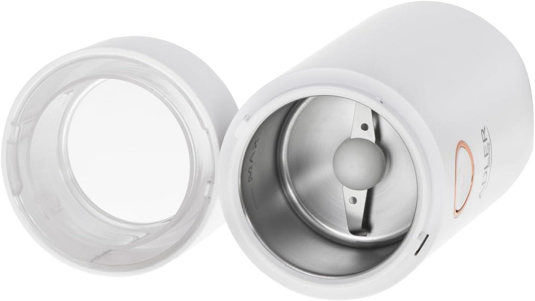 Adler AD 4446wg Elektrische Kaffeemühle aus Edelstahl, 150 W, Füllmenge bis zu 75g, Mühle für Kaffee
