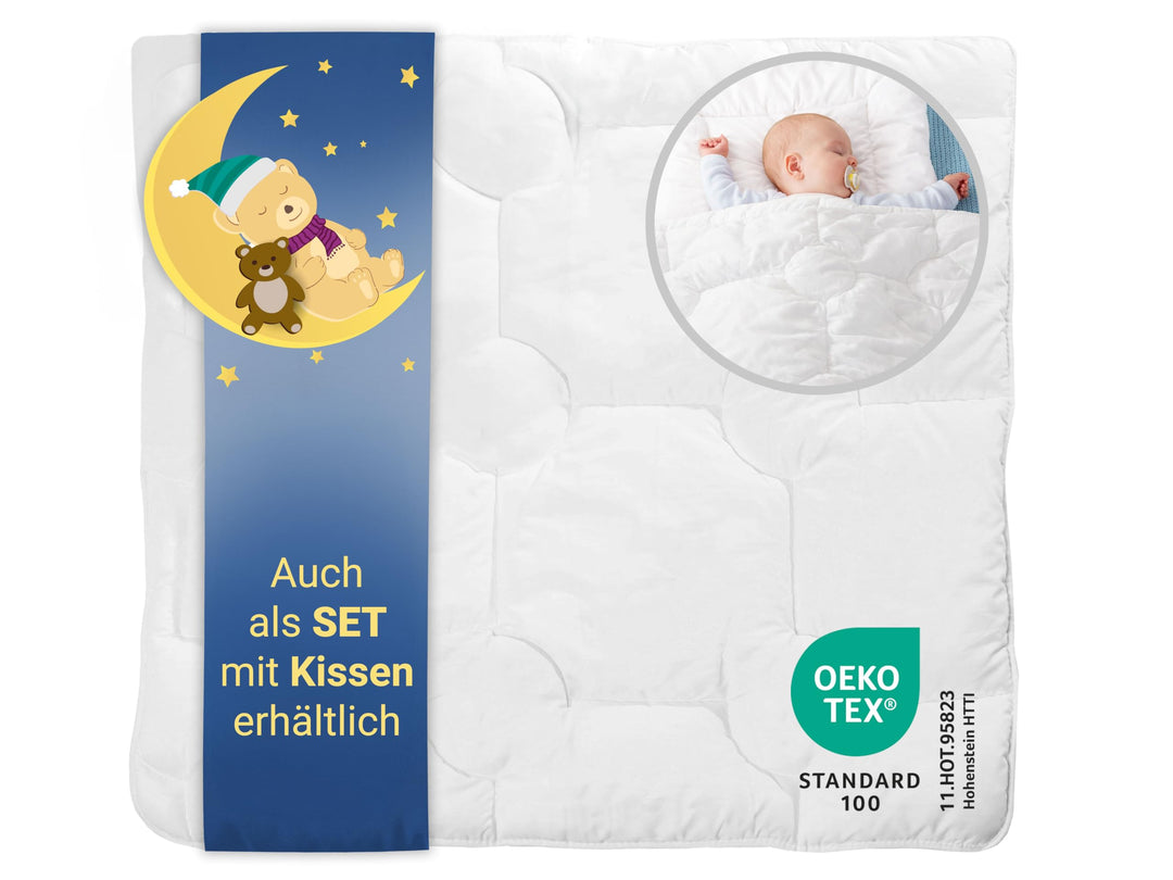 ZOLLNER Kinderbettdecke, 80x80 cm, Mikrofaser, allergikergeeignet, Kochfest 80x80 cm (1er Pack), 80x
