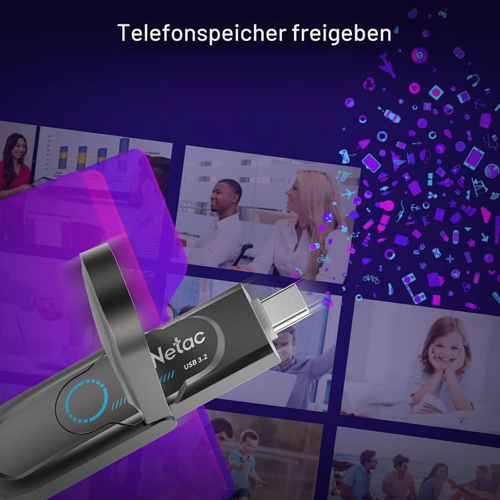 Netac US9 512GB Tragbare SSD 512GB bis zu 1000MB/S, Dual Type-C und USB 3.2 Ports Externe Solid Stat