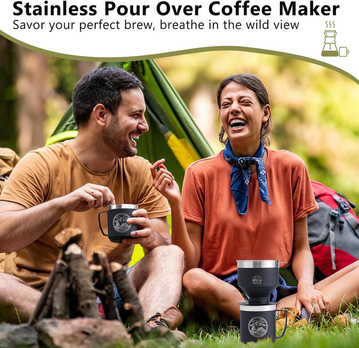 SELFLA Edelstahl-Kaffeefilter, Wiederverwendbarer Tropfer für Isolierbecher, Papierselbsttragend für