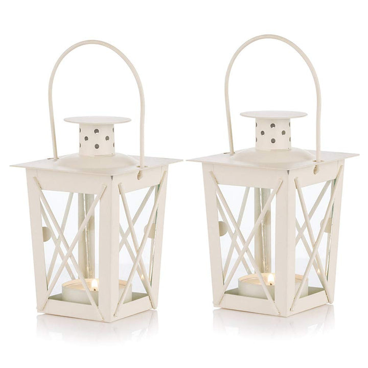 NUPTIO 2 Stück Lanterne en Verre à Terre Suspendue, Portable, Petite Rétro de Fer, Suspension de Déc