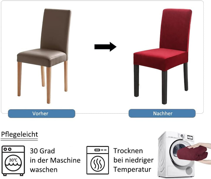 Stuhlhussen 4er Set Stuhlbezug Weihnachten Elastische Waschbar Spannbezug für Esszimmerstühle Schwin