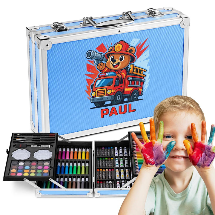 Maverton personalisiertes Kunstset für Kinder - 118-teilig Malkoffer - Buntstifte Koffer Set - Gesch