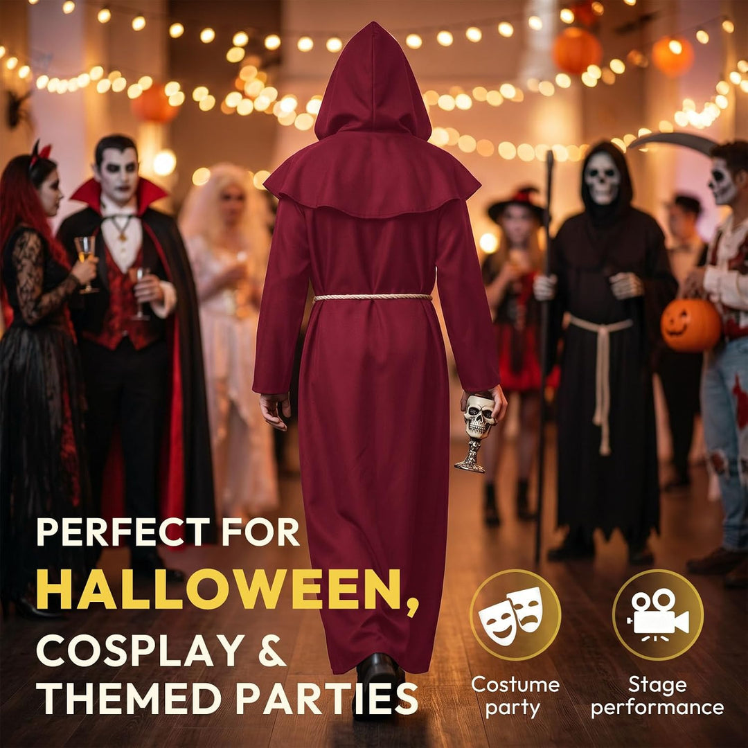 KONVINIT Mönch Robe Kostüm Männer Prister Gewand Kostüm Mittelalterliche Robe mit Kapuze Halloween K