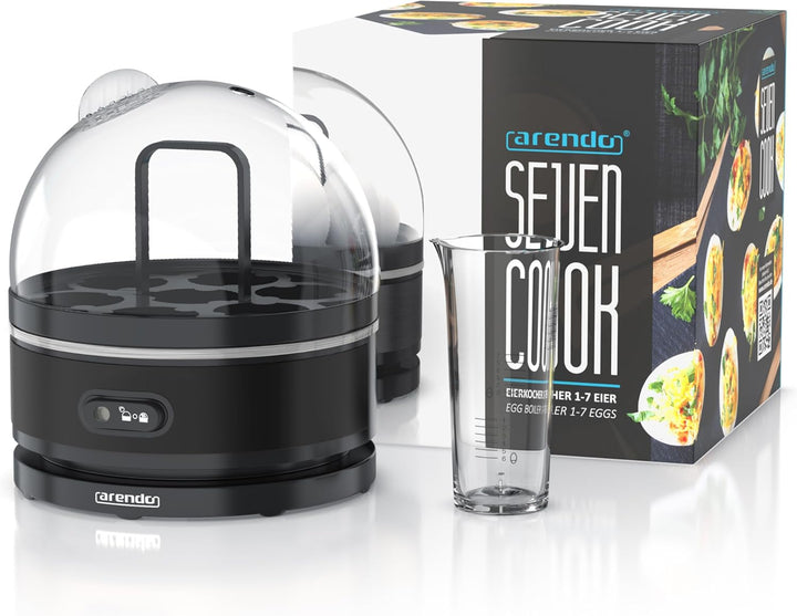 Arendo Sevencook Eierkocher 400 W – Edelstahl Design - 1-7 Eier - Egg Cooker - EIN/AUS-Schalter – 3