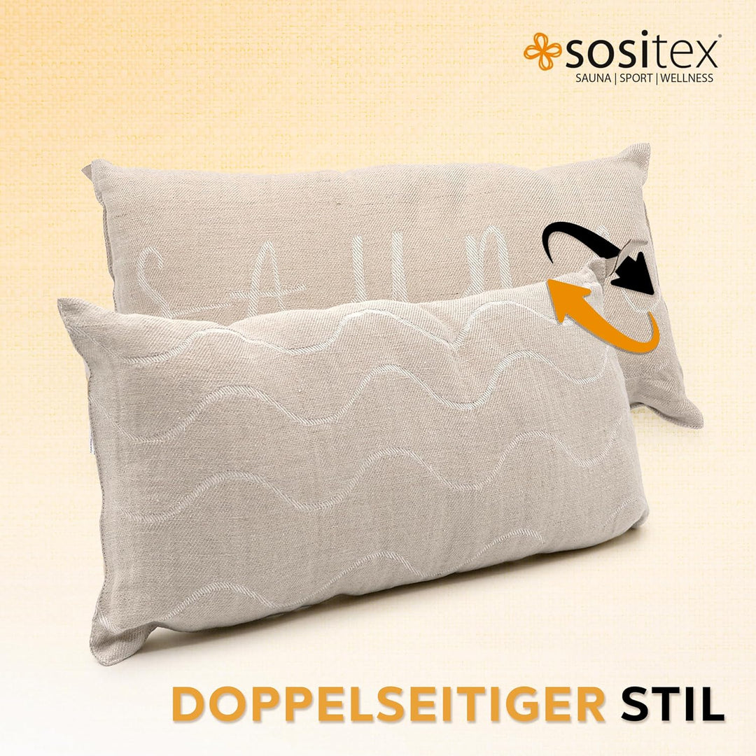 1 Premium Saunakissen Lieblingskissen Reisekissen | Design: BANGA | Masse: 45 x 22 cm, 100% Leinen H