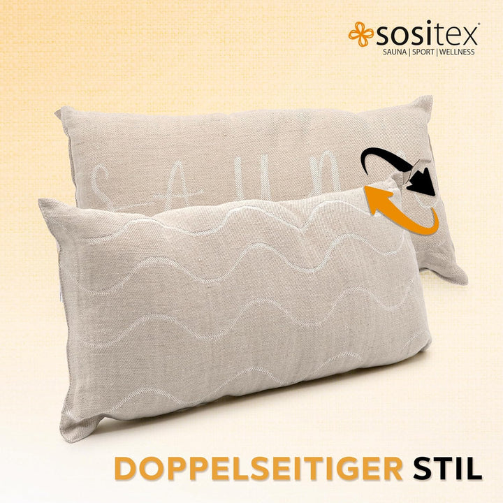 1 Premium Saunakissen Lieblingskissen Reisekissen | Design: BANGA | Masse: 45 x 22 cm, 100% Leinen H