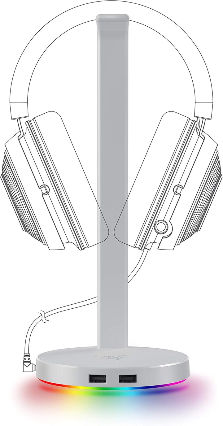 Razer Base Station V2 Chroma (Mercury) - Headset-Ständer mit USB-Hub und RGB-Beleuchtung (mit 7.1 Su