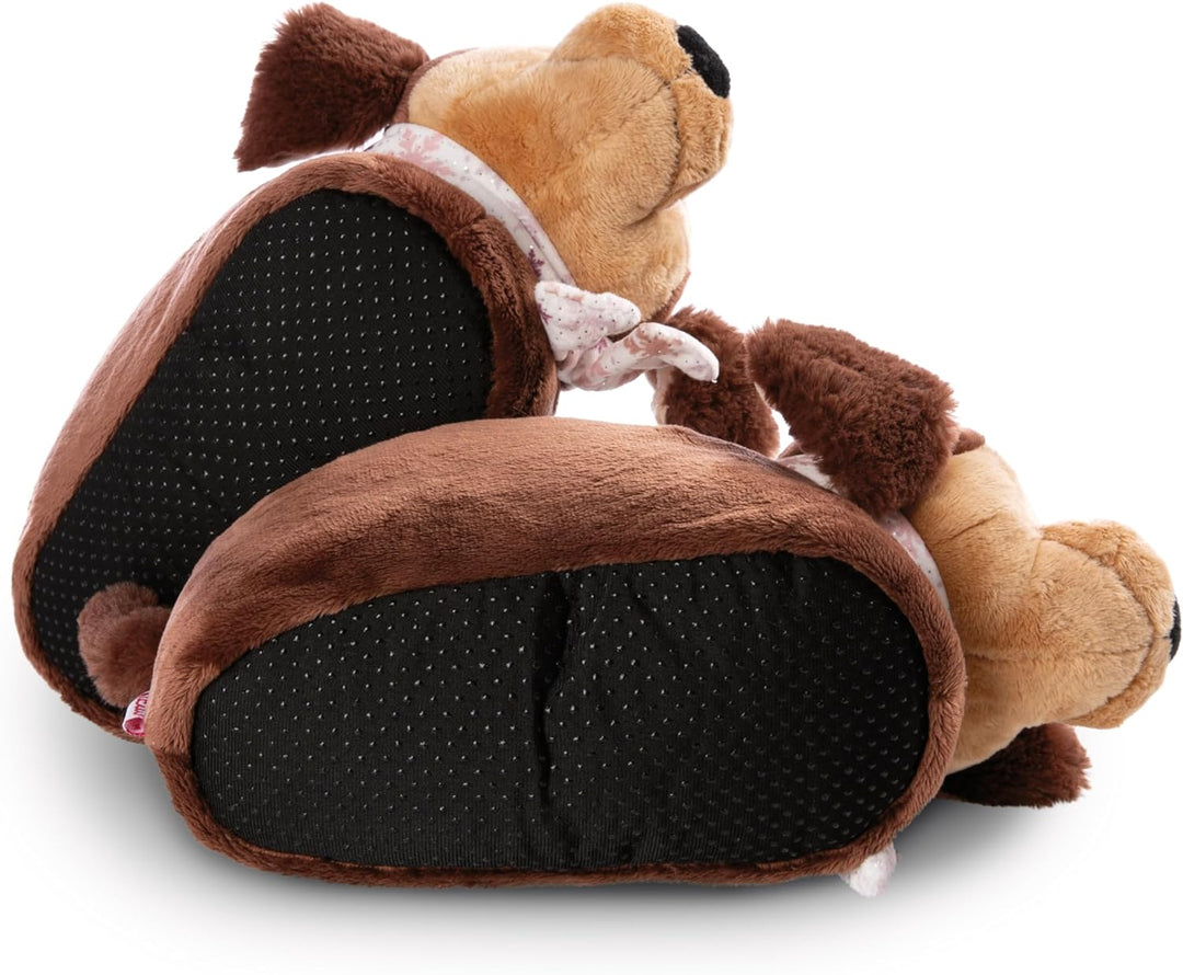 NICI 49338 Dackel Skida Grösse 34-37 (M) braun-Nachhaltige warme Kuscheltier Hausschuhe für Jungen u