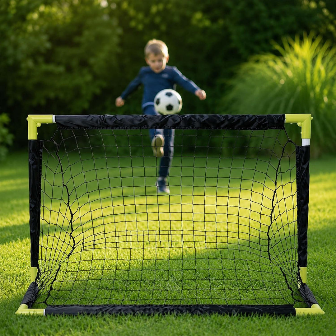 Relaxdays Fussballtor, HxBxT: 60 x 90 x 60 cm, steckbar, mit Ball, Farbwahl Schwarz-Gelb, Schwarz-Ge