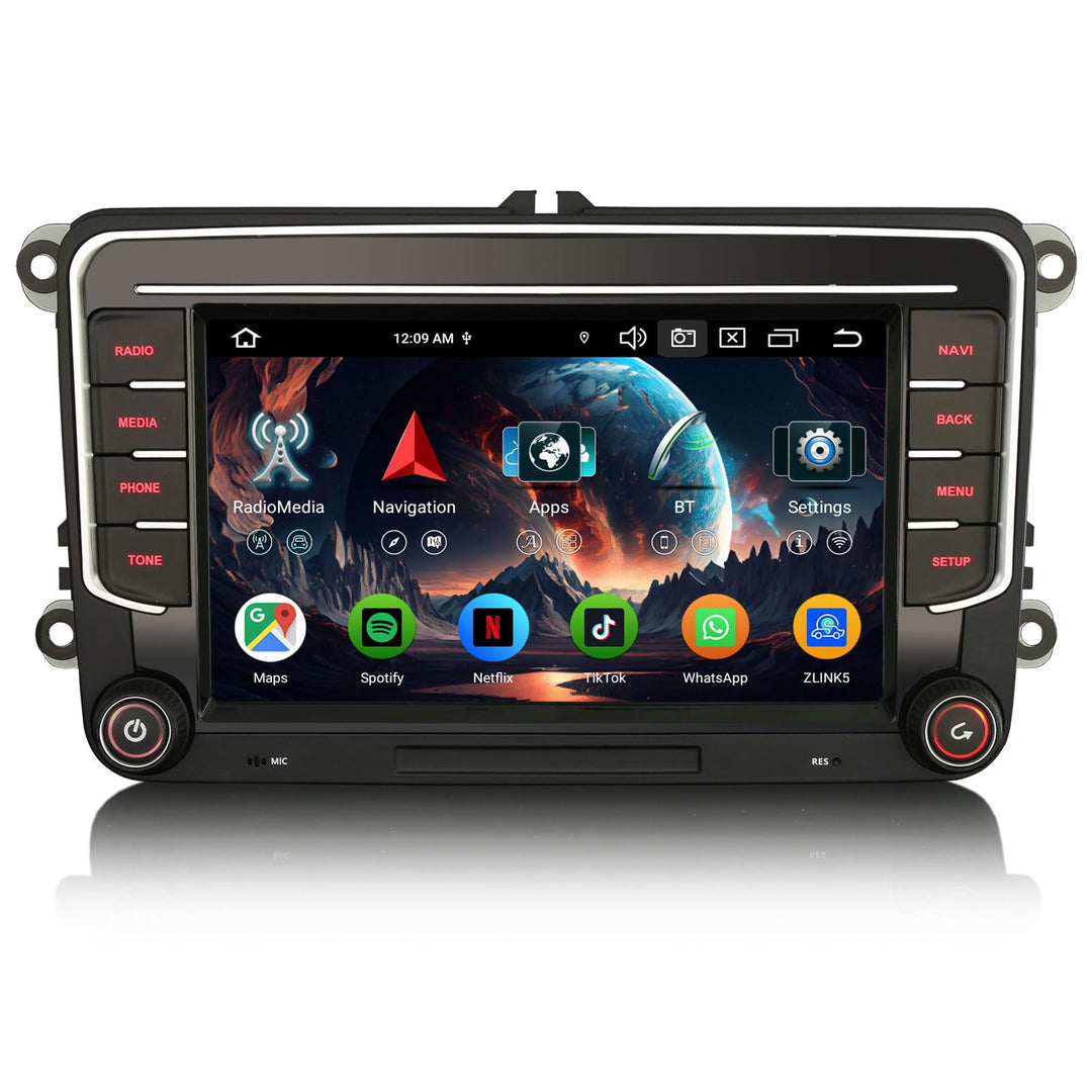 Erisin 8-Kern 4GB+64GB 7 Zoll Android 14 Autoradio Bluetooth GPS Navi für VW Crafter Polo 6R Amarok