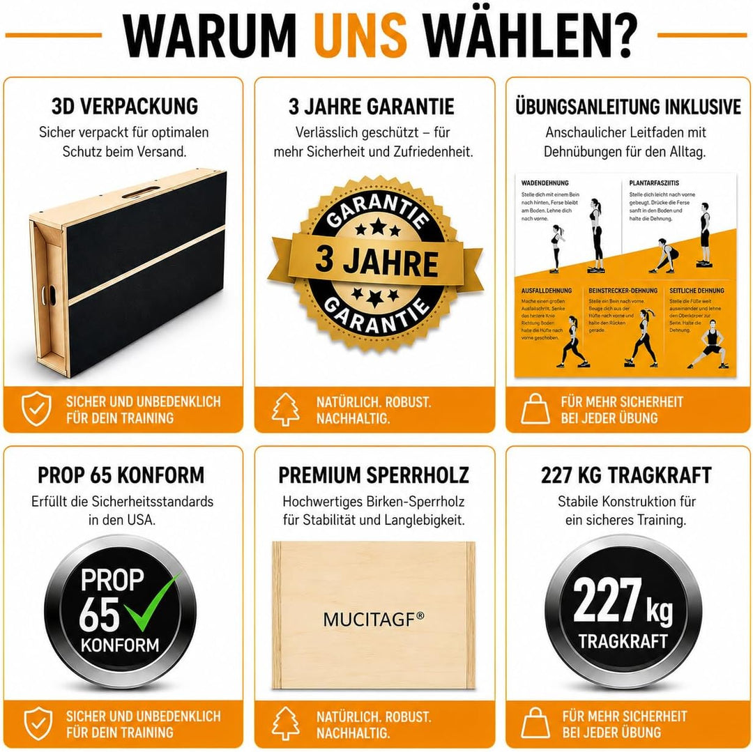 Professionelles Schrägbrett aus Holz, verstellbares Neigungsbrett und Wadendehner, Stretch-Brett - e