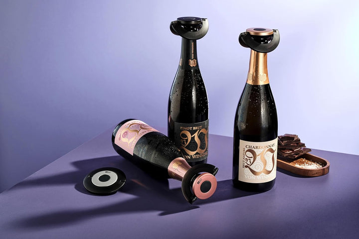 AdHoc FV54 dichter Sekt- und Champagnerverschluss GUSTO, Kunststoff/Silikon, black & rosé, Black & R