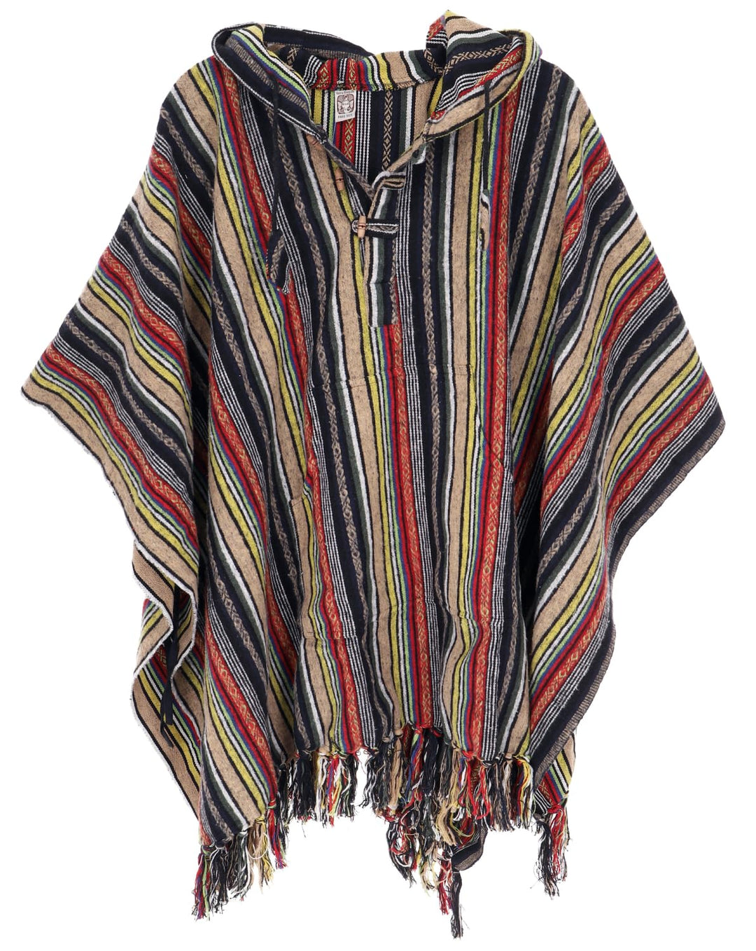 GURU SHOP Poncho Hippie Chic, Ethno Poncho, Andenponcho, Herren/Damen, Blau, Baumwolle, Size:One Siz