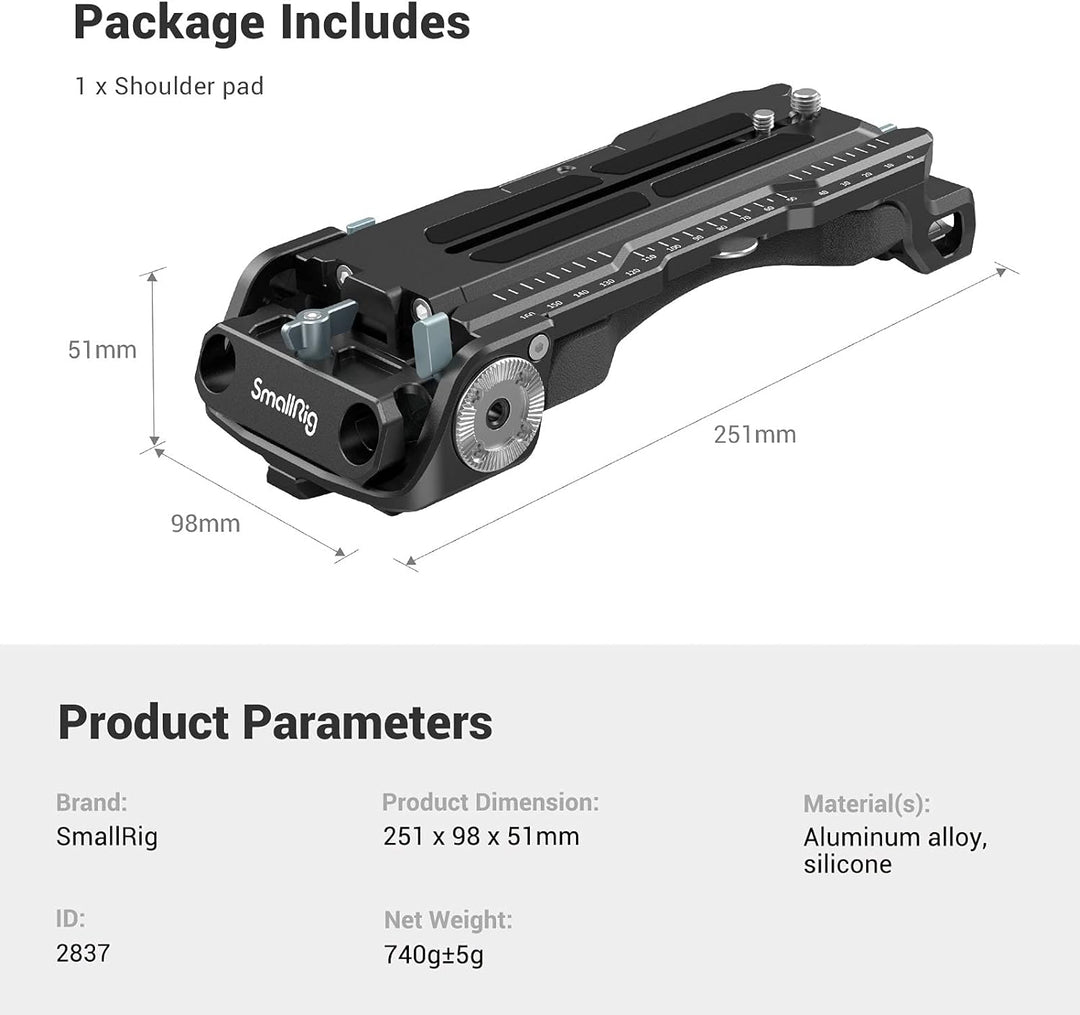 SMALLRIG Schulterplatte mit Schnellverschluss für Sony VCT-14 Stativadapter mit eingebauter Rosetten