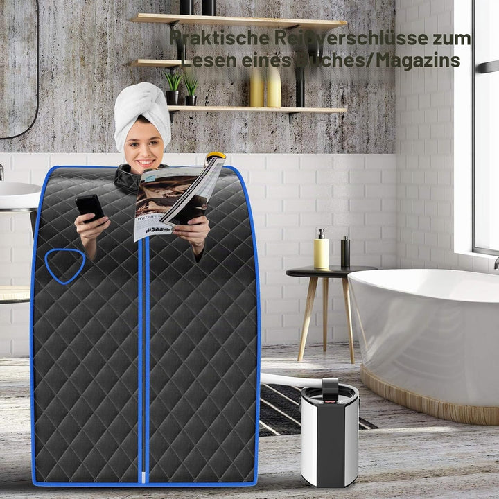 COSTWAY 3L Mini Dampfsauna mit Zerstäubungsfunktion, Heimsauna mit Fernbedienung, Wärmekabine mit ei