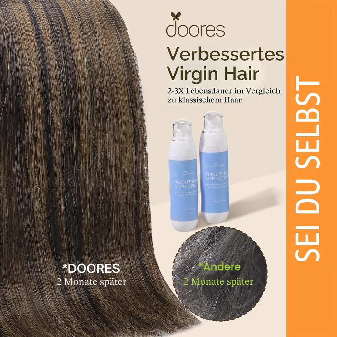 DOORES Haarverlängerungen Clip in Extensions Echthaar, Balayage Natürliches Schwarz bis Chestnut Bra