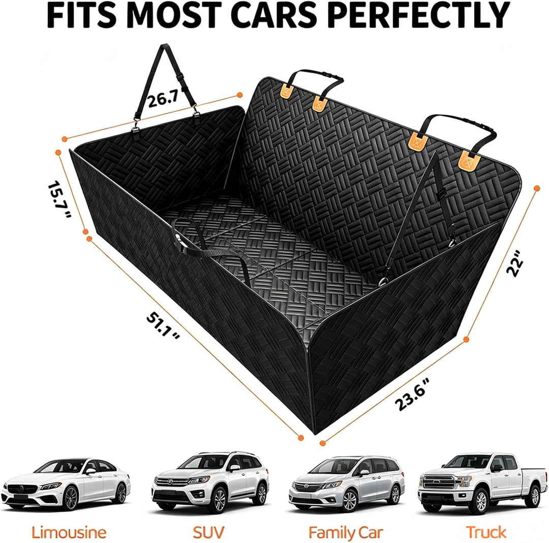 Hundedecke für Auto Rückbank, 129x60cm, Hundesitzbezug mit Harter Unterseite hält 300Pfund, 600D, Kr