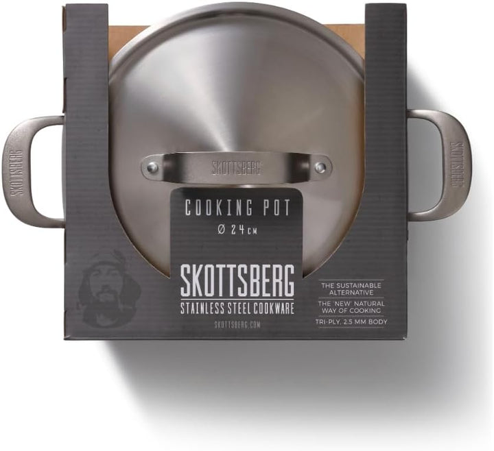 Skottsberg Edelstahl Kochtopf mit Deckel - Ø 24 cm - 4,75 L – PFAS frei, spülmaschinenfest - für Ind