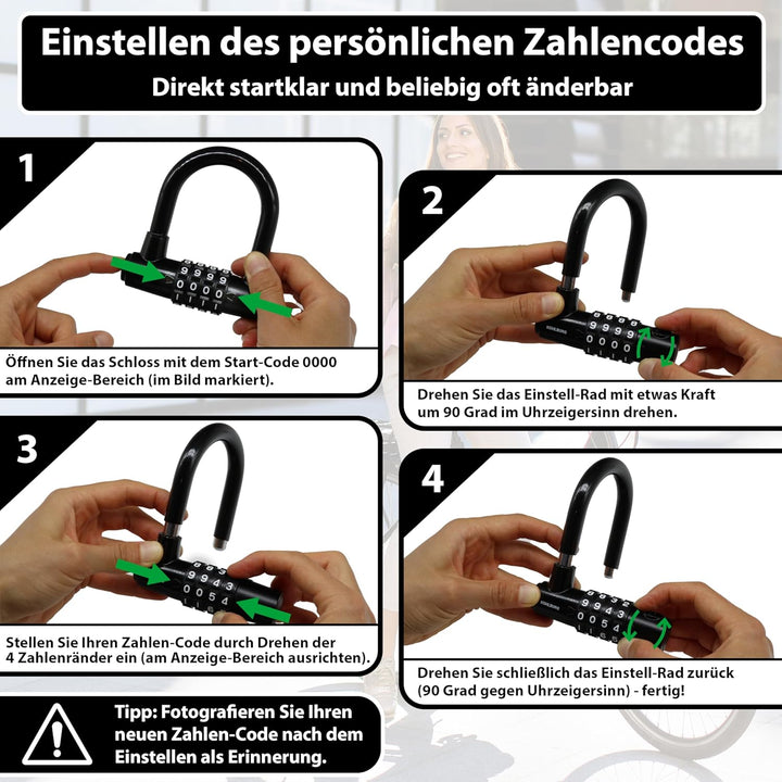 KOHLBURG Kabelschloss 5 Meter lang mit Zahlenkombination - 500cm Zahlenschloss - Stahlseil Schloss 5