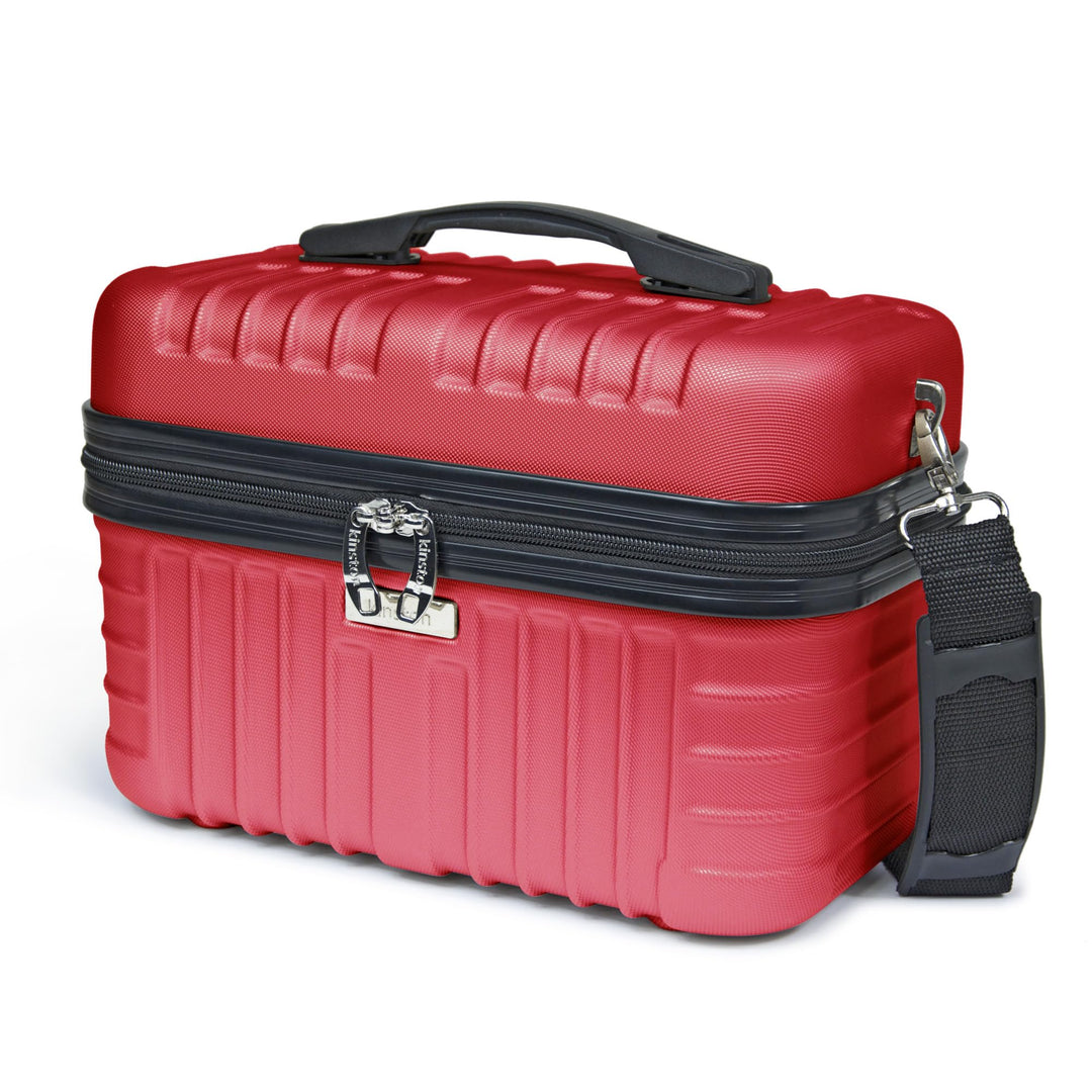 KINSTON Vanity Case Hartschale mit Schulterriemen – Kulturbeutel Reise Kosmetik – Hartschale mit Gri