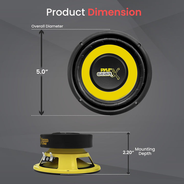 Pyle Auto Subwoofer 5" – 200W 4 Ohm Lautsprecher mit 30oz Magnet Hochtemperatur-Schwingspule, 2,32"