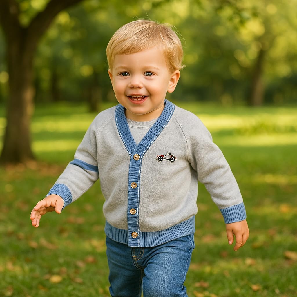 Kleinkind Baby Jungen Strickjacke kleine Jungen V-Ausschnitt Baumwolle Pullover Kinder Lange Ärmel J