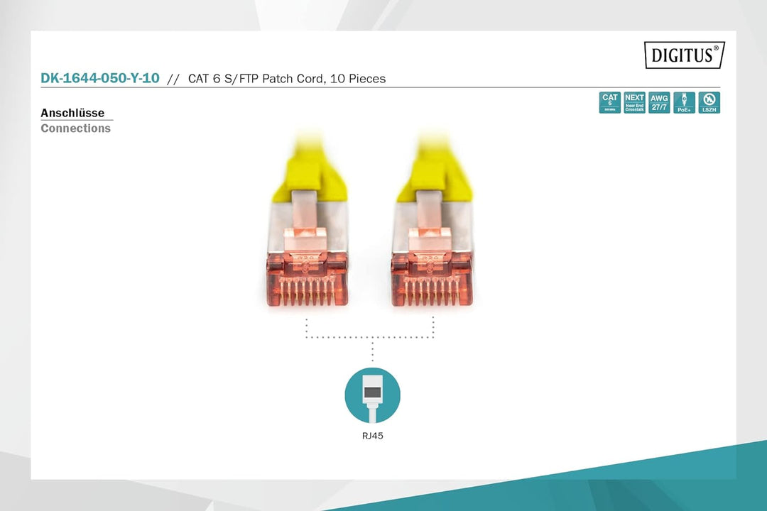 DIGITUS LAN Kabel Cat 6 - 5m - 10 Stück - RJ45 Netzwerkkabel - S/FTP Geschirmt - Kompatibel zu Cat 6