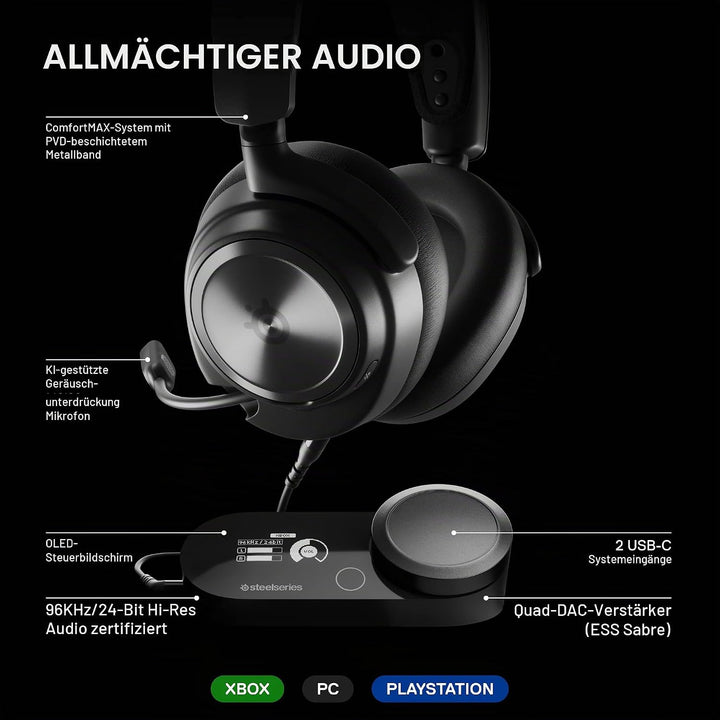 SteelSeries Arctis Nova Pro Multi-System Gaming Headset - Premium HiFi-Treiber, Hi-Res Audio - 360°