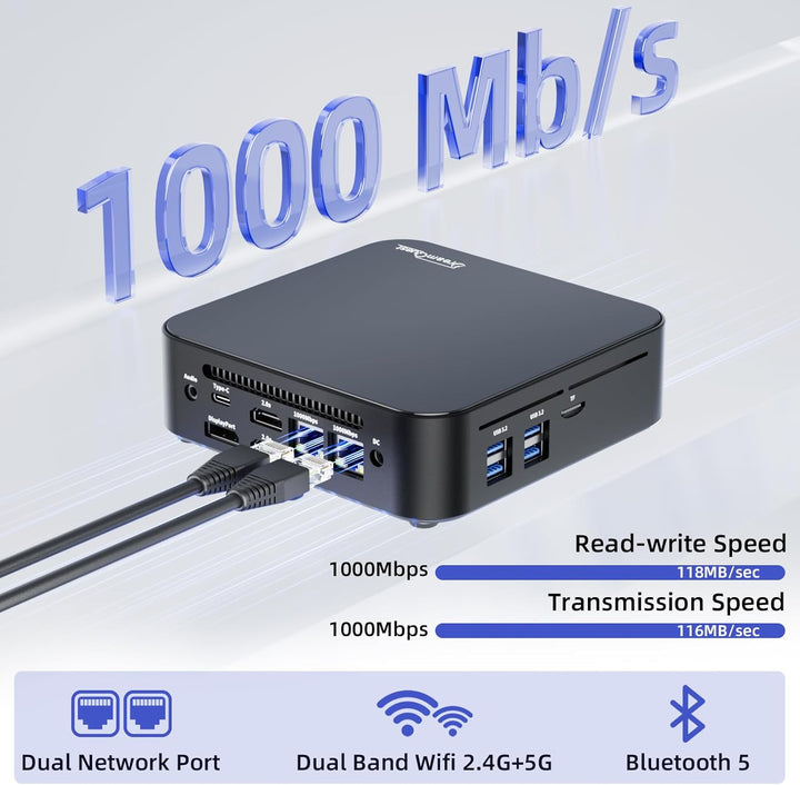 DreamQuest Mini PC Windows 11 Pro Vorinstalliert 16GB RAM 512GB SSD Intel N95 (bis zu 3.4Ghz) Micro
