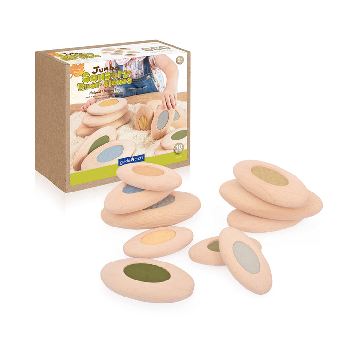 Guidecraft - Stapelbare sensorische Blöcke Jumbo Holz Flusssteine, Mehrfarbig (XGC-G6773)