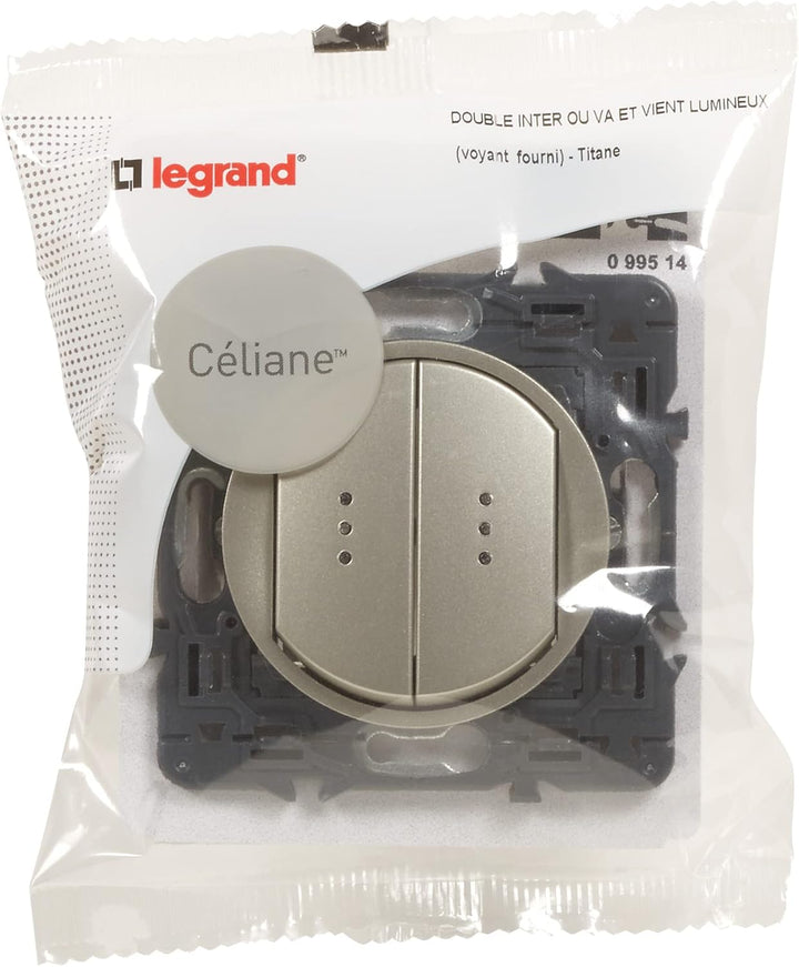 Legrand Céliane Lichtschalter, einfach, grau, 099514, 250 voltsV Doppelt Titan, Doppelt Titan